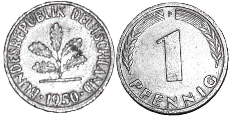 West Germany 1 pfennig coin 1950