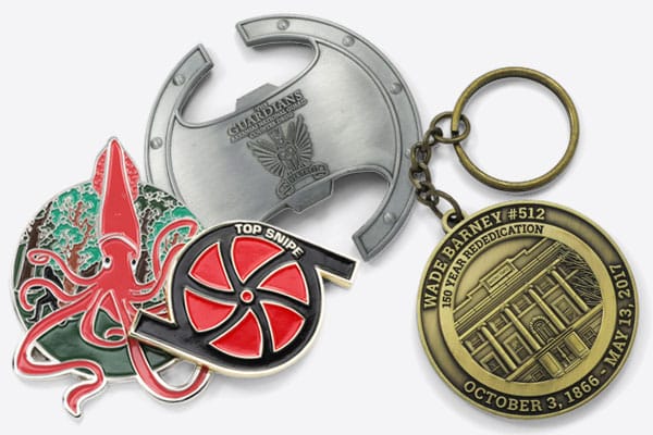 4 examples of different challenge coin options
