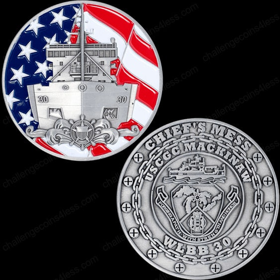three examples of coast guard challenge coins