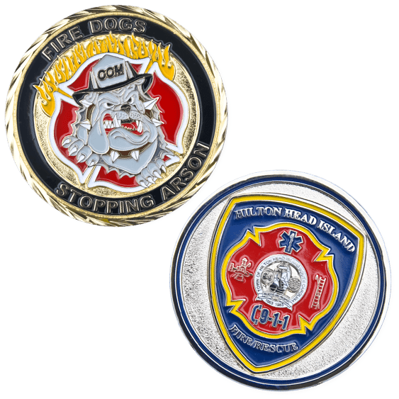 fire fighter challenge coins with custom designs