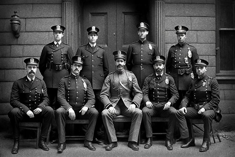 old photo of NYPD officers